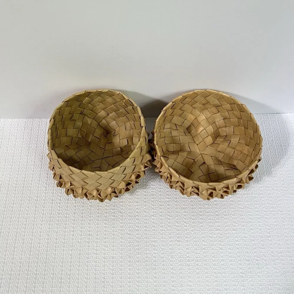 Vintage Porcupine Weave 6 Point Star Basket With Lid Handwoven Hawaiian Lauhala